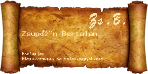 Zsupán Bertalan névjegykártya